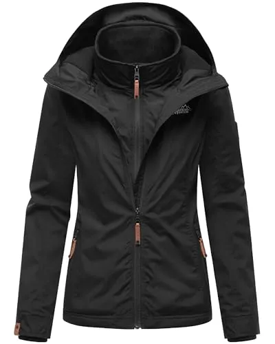 MARIKOO Übergangsjacke für Damen mit Fleece-Innenfutter - Funktionsjacke mit kuscheligem Fleece-Innenfutter und großer Kapuze, ideal für wechselhaftes Wetter und sportliche Aktivitäten.