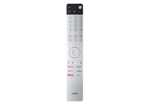 Loewe Remote alu - Hochwertige Aluminium-Fernbedienung für Loewe Fernseher, mit beleuchtbaren Tasten und Direktzugriff auf Streamingdienste – langlebig und stilvoll.