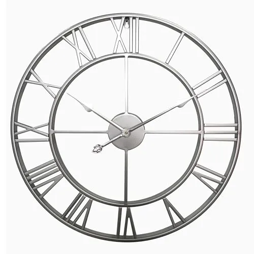 Samilito Vintage Wanduhr mit römischen Ziffern - Elegante Wanduhren im Vintage-Stil mit leisem Quarzwerk und 2 cm dickem Rahmen. Ideal für stilvolle Wohnräume, ganz ohne tickendes Geräusch.