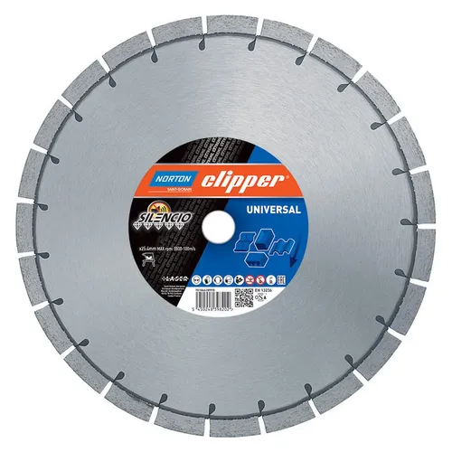 Norton Clipper Diamanttrennscheibe Extreme Universal Silencio 400x25,4 mm - Diamantsägeblätter mit innovativer Silencio-Technologie für geräuscharmes Schneiden, ideal für präzise Arbeiten in verschiedenen Materialien.