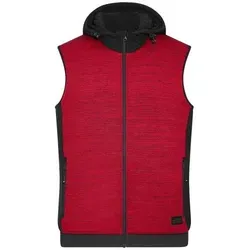Men's Padded Hybrid Vest Wattierte Strickfleece Weste im attraktiven Materialmix rot/schwarz, Gr. 3XL