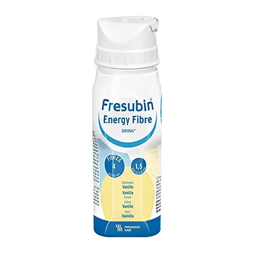FRESUBIN Energy Fibre Drink Vanille - Hochkalorische Trinknahrung - Arzneimittel für Menschen mit Nahrungsaufnahmeproblemen, eiweißreich und ballaststoffarm, liefert 300 kcal pro Flasche. Ideal bei Appetitlosigkeit und erhöhtem Energiebedarf.