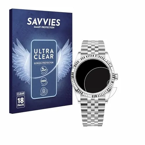 Savvies 18 Stück Schutzfolie für Rolex Datejust 36 Displayschutz-Folie Ultra-Transparent