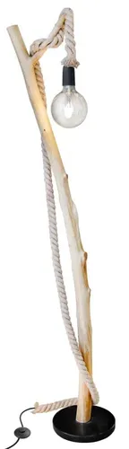 Stehlampe Holzleuchte mit Hanfseil, 150 cm, braun - Stehleuchte für Wohnzimmer und Schlafzimmer, verbindet modernes Design mit rustikalem Charme. Fußtrittschalter und E27-Fassung für bequemes Licht. Perfekt für eine einladende Atmosphäre.