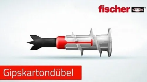 fischer DuoBlade selbstbohrender Gipskartondübel, 40 Stück - Innovativer selbstbohrender Dübel für einfache Montage in Gipskarton- und Gipsfaserplatten. Scharfe Metallspitze für präzisen Einsatz ohne Vorbohren – ideal für leichte Lasten wie Bilder und Vorhangstangen.
