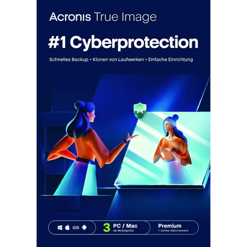 Acronis True Image Premium - 3 Geräte, 1 Jahr - Security-Suite mit 1 TB Cloud-Speicher für Backup und Antivirus, ideal für Windows, Mac, iOS und Android. Schützen Sie Ihre Daten effizient und bequem!