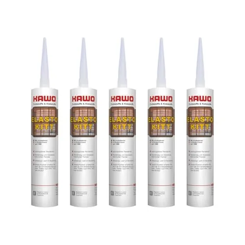 5x KAWO Elastokitt Fensterkitt altweiß RAL 9012-310 ml Dichtkitt Reperaturkitt Kitt wartungsfrei
