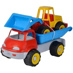 LKW Kipper mit Bagger - Sandspielzeug Set, 36cm Kipper und 29cm Bagger, weiche Reifen für sicheren Spielspaß ab 10 Monate