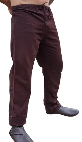 Leonardo Carbone® Leinenhose Herren Asmund - Herren Hosen, Leichte Sommerhose Herren, Festival Outfit, Wikinger, Mittelalter Kleidung, LARP, Cosplay, Freizeithose Lang - 100% Leinen Dunkelbraun S