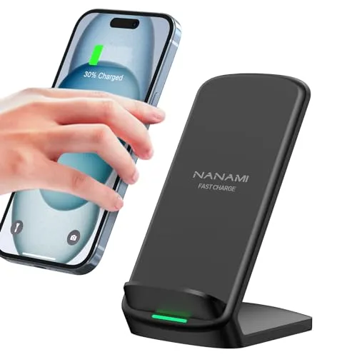 NANAMI Fast Wireless Charger, 15W Induktive Ladestation für Samsung | Galaxy S26/S25/S24/S23/S22/S22+/S21/S20/S10/S9/S8/S7, für iPhone 18/17/Air/16/15/14/13/12/11/X/XS/XR/8/8 Plus Google Pixel LG
