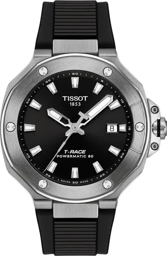 Tissot T-Race Powermatic 80 T141.807.17.051.00 Herren Automatikuhr - Hochwertige Herrenuhr aus Edelstahl mit Automatikwerk, Saphirglas und sportlichem Kautschukarmband – ideal für aktive Männer.