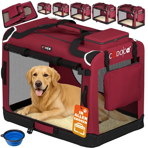 CADOCA® Hundebox XXXL 101x70x70cm - Faltbare, atmungsaktive Transportbox für Hunde - Hundeboxen: Faltbare und robuste Transportbox mit isolierender Schaumstoffmatte für optimalen Komfort und sichere Befestigung im Auto.