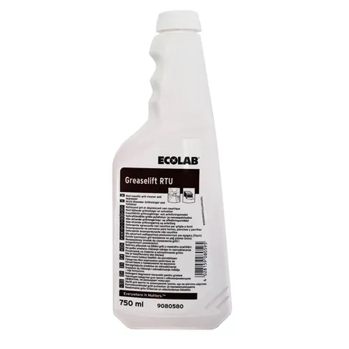 Ecolab Greaselift RTU 750 ml Grillreiniger - Alkalifreier Grillreiniger für starke Verschmutzungen, haftet auch an vertikalen Oberflächen und entfernt hartnäckige Fettflecken effektiv.