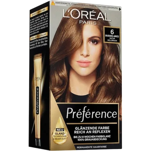 LOreal-Paris Haarfarbe ColorationPréférence Glänzende Farbe 6 Buenos Aires/Natur Hellbraun 1 Stk. (9,99 € / 1 Stk.)