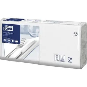 Tork Lunchservietten weiß, 33 x 33 cm, 2-lagig - Restaurant Deko, 2000 Stück pro Karton, ideal für eine elegante und praktische Tischgestaltung bei Veranstaltungen.