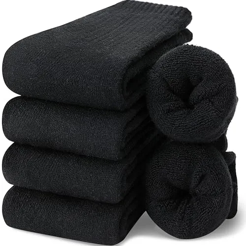 EBMORE Damen Wollsocken Merino Warme Wolle Socken Dicke Wandersocken Thermosocken Wintersocken Geschenke für Damen 5 Paar(Schwarz)