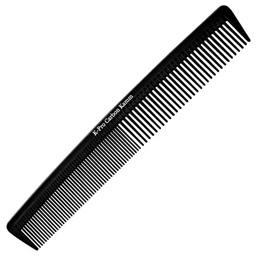 K-Pro Profi Carbon Kamm 17 cm – Antistatischer Haarschneidekamm für Damen & Herren – Bruchfester Friseurkamm für glattes, dickes, feines, lockiges, nasses & trockenes Haar – auch als Bartkamm geeignet