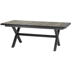 Siena Garden Ausziehtisch Sincro - Dunkelgrau, ca. H77 B200-260 T100 cm, ideal für Gartenfeste mit Platz für bis zu 10 Personen