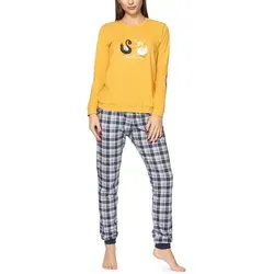 Cornette Schlafanzug Damen Schlafanzug Zweiteiler Pyjama Langarm mit Rundhals Baumwolle 634 S