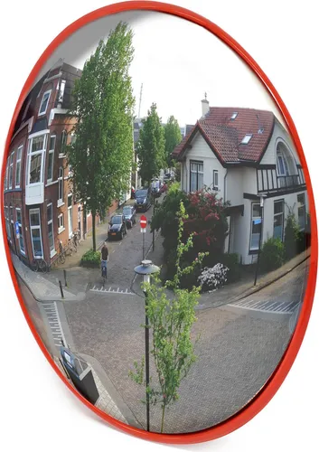 Wiltec Verkehrsspiegel 30 cm konvex, runder Sicherheitsspiegel mit 160° Sichtfeld, Konvexspiegel aus Polycarbonat, Überwachungsspiegel für Ausfahrten inkl. Montagematerial