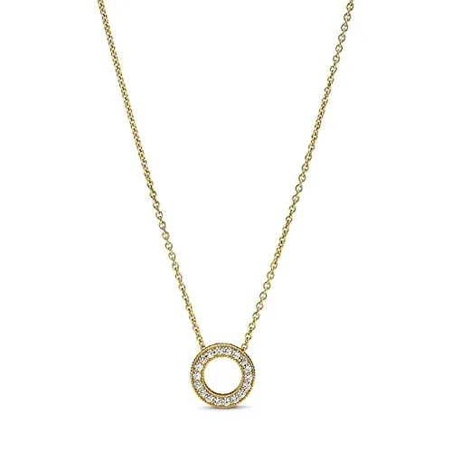 PANDORA SHINE Kette mit Anhänger "Pandora Logo Kreis" gelbvergoldet, Zirkonia 367436C01-45