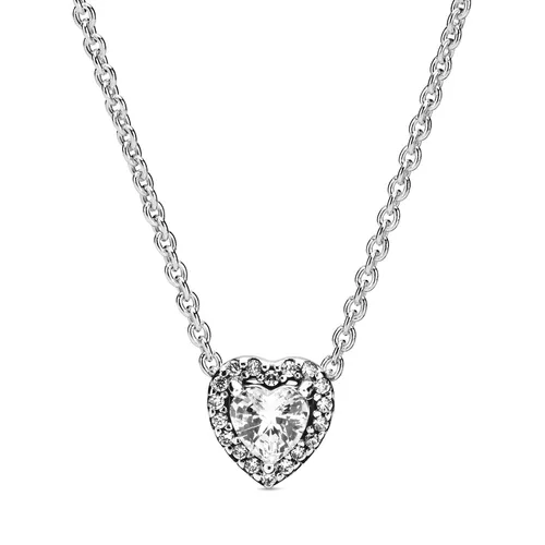 Pandora Kette mit Anhänger Collier Herz 398425C01-45 Silber - Ketten mit Anhänger, aus hochwertigem 925/- Sterling Silber, filigranes Herzdesign für einen romantischen Look.