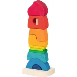 goki 58350 Stapelschlösschen - Bunte Holzbausteine für kreative Rollenspiele - Stapelspiele aus hochwertigem Ahornholz, fördert Feinmotorik und Hand-Auge-Koordination – ideal für Kinder ab 2 Jahren, nachhaltig und farbenfroh.