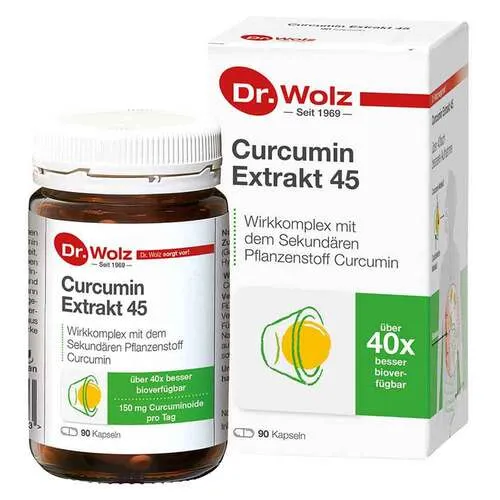 Curcumin Extrakt 45 Dr.Wolz - 90 Kapseln, pflanzliches Ergänzungsmittel für optimale Gesundheit und Wohlbefinden