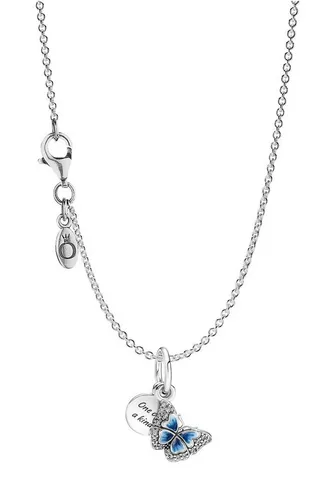 Pandora Kette mit Anhänger - Blauer Schmetterling aus 925 Silber - Ketten mit Anhänger, aus hochwertigem 925 Silber, mit einem zauberhaften blauen Schmetterlingsanhänger, ideal für besondere Anlässe oder als Geschenk.
