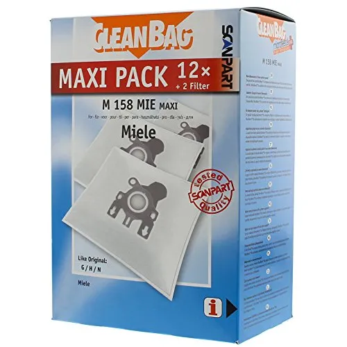 Scanpart Staubsaugerbeutel Maxi Pack M 158 MIE; wie Original Miele: G, H, N, Weiß