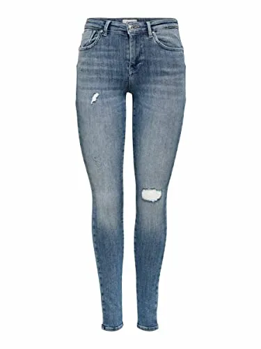 ONLY Damen ONLPOWER MID Push SK DT REA264 Jeans - Skinny fit Jeans in Medium Blue Denim, extra stretchy für ultimativen Komfort und perfekte Passform. Mit Push-up Details und modernem Look - ideal für einen stylishen Auftritt.