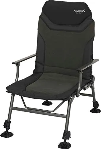 Anaconda Carp Chair II - Karpfenstuhl für Angler - Camping-Stuhl belastbar bis 165kg, mit schmutz- und wasserabweisendem Bezug und variabler Sitzhöhe für optimalen Komfort beim Angeln.