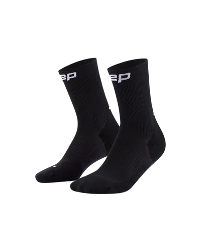 CEP Damen Run 5.0 Socken (Größe 41, schwarz) - Mittelhohe Sportsocken mit gezielter Polsterung und atmungsaktivem Material für optimalen Komfort und rutschfesten Sitz beim Laufen.