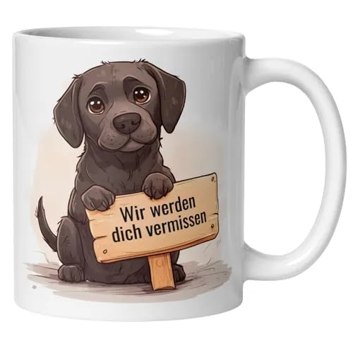 Abschiedsgeschenk Kollegin Kollege Tasse | Hund & Spruch - Wir werden dich vermissen | Lustiges Geschenk zum Abschied Jobwechsel Büro | Geschenkidee Berufswechsel Arbeitsplatzwechsel Stellenwechsel