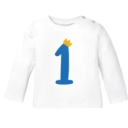 MoonWorks Body Baby Langarm-Shirt 1. Geburtstag Zahl 1 Krone Geburtstagsshirt weiß 80/86 (10-15 Monate)