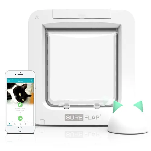 SureFlap Haustierklappe Connect mit Hub - Mikrochip Haustierklappe für Katzen & kleine Hunde, app-gesteuert für maximale Kontrolle. Verhindert Eindringen fremder Tiere und bietet Sicherheit, egal wo Sie sind.
