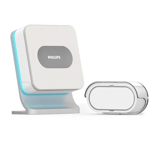 Philips WelcomeBell 300 Color Funkgong - Türklingel in Weiß - Türklingelanlagen mit farbigen LED-Signalen für visuelle Benachrichtigungen und einfache Installation ohne Verkabelung.