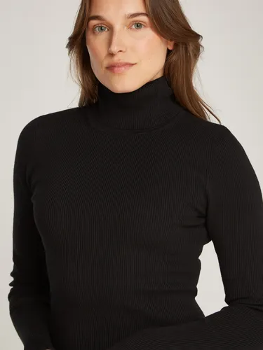 Calvin Klein Jeans Sweatkleid WOVEN LABEL TIGHT SWEATER DRESS mit Logopatch schwarz L (40)