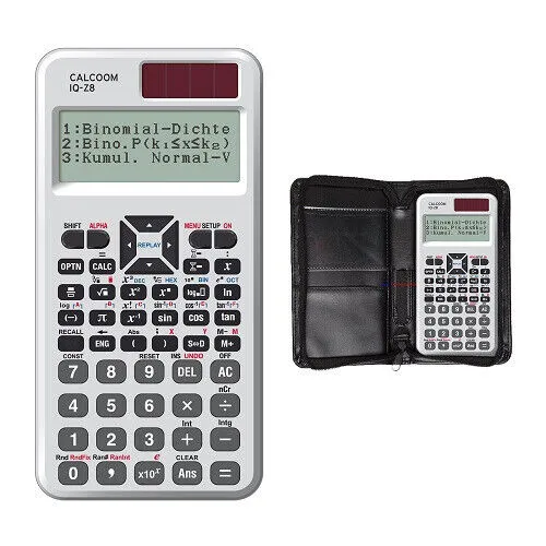 Calcoom IQ-Z8+ Wissenschaftlicher Taschenrechner mit 5 Jahren Garantie - Taschen- & Tischrechner mit Batterien und Solarstrom, inklusive schützender Tasche für optimale Mobilität und Langlebigkeit.