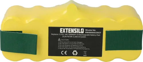EXTENSILO Akku kompatibel mit Auto Cleaner Intelligent Floor Vac M-488 Saugroboter (3300 mAh, 14,4 V, NiMH)