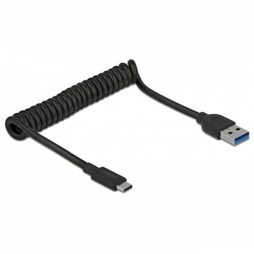 Delock USB 3.1 Gen 2 Spiralkabel Typ-A Stecker zu Typ-C Stecker
