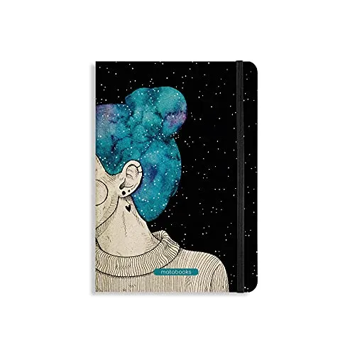 Matabooks, nachhaltige und vegane Notizbücher A5 aus Süßgraspapier, Nari, 138 Seiten, Natur, Handmade, Made in Germany (Blue Starry Sky (liniert))