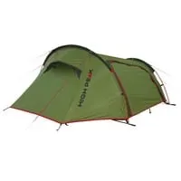 High Peak Tunnelzelt Sparrow für 2 Personen, grün-rot - Leichtes Tourenzelt für 2 Personen mit 3000 mm Wassersäule, bietet optimalen Schutz und Stauraum durch eine Apside, ideal für Campingabenteuer.