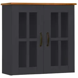 Home affaire Hängeschrank Rodby - FSC®-zertifiziertes Massivholz, 60cm, grau - Büroschränke aus langlebigem Kiefernholz, mit variablen Einlegeböden und 2 Glastüren für stilvolle Aufbewahrung. Perfekt für ein modernes, organisiertes Zuhause!