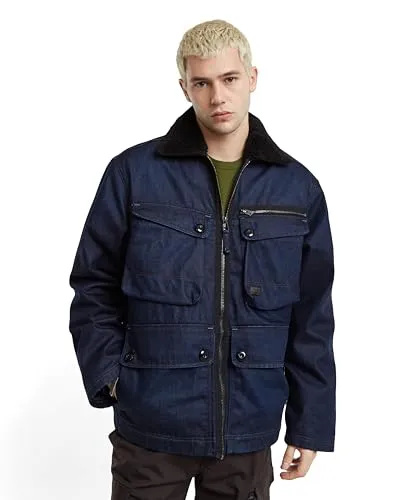 G-Star Herren Utility Sherpa Jacke, Blau - Funktionsjacke mit flachem Kragen und praktischen 3D-Brusttaschen, ideal für aktive Tage und lässigen Stil.