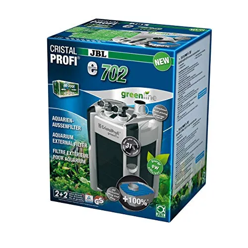 JBL CristalProfi e702 greenline Außenfilter - Aquarienfilter mit energieeffizientem Betrieb und herausragender Filterleistung für kristallklares Wasser in Ihrem Aquarium.