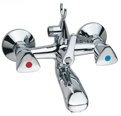 Cornat Bade-Zweigriffarmatur "Lisa" - Hochwertige Wandmontage - Waschtischarmaturen mit langlebigem Messingkörper, verchromter Oberfläche und einfacher Installation für komfortable Wassertemperatur- und -mengeneinstellung.