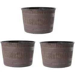 Jinfa Pflanzkübel aus Kunststoff Miniteich Weinfassoptik Blumenöpfe, 1, 3, 6 Stück (3 St)