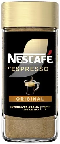 Nescafe Gold Espresso Intense Aroma 100g - Kaffee, löslicher Bohnenkaffee aus 100% Arabica-Bohnen, für schnellen Espresso-Genuss ohne Maschine. Vollmundig im Geschmack und mit samtiger Crema, ideal für Kaffeeliebhaber.