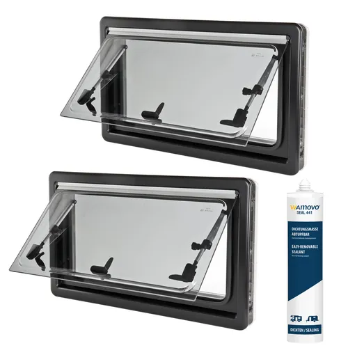 Carbest Ausstellfenster 50x35 bis 90x45cm mit Fliegengitter - Wohnmobilfenster mit integriertem Verdunklungsrollo und Insektenschutz, ideal für komfortable und flexible Nutzung im Wohnwagen oder Camper.